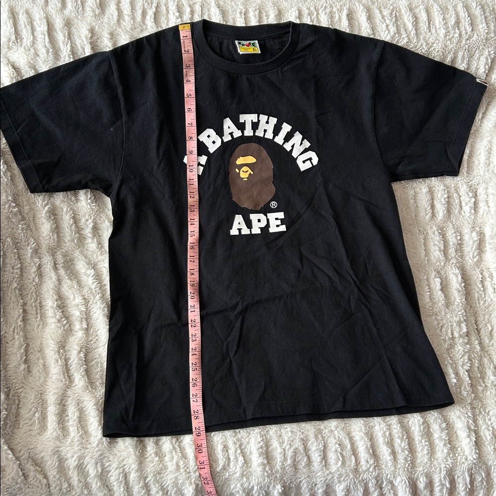 Bape - A Bathing Ape Black Mens College Short Sleeve Tee XL Authentic - Picture 9 of 9